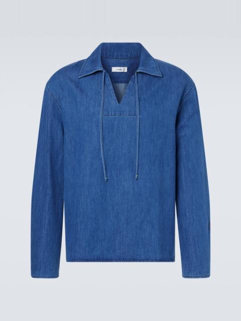 Tie-neck denim shirt