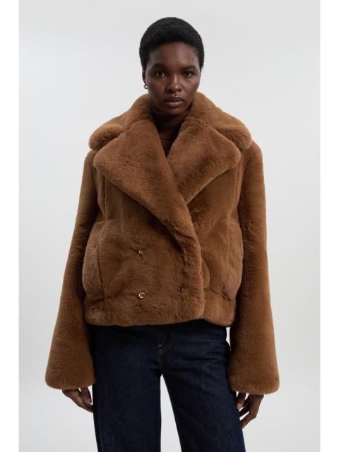 Faux Fur Buttoned Short Coat