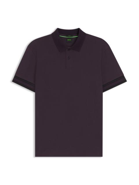 SLIM-FIT POLO SHIRT IN COTTON WITH STRIPED COLLAR