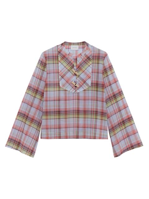 Shirt Sky Blue - Plaid cotton voile