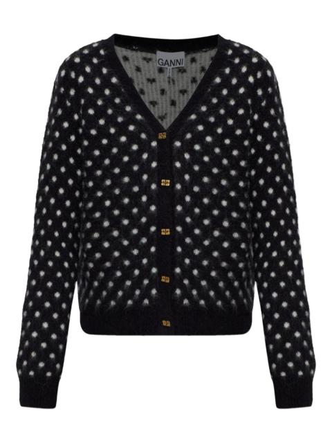 polka dot button-up cardigan
