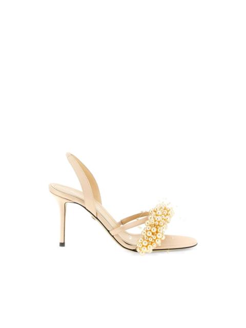 pearl-band satin sandals