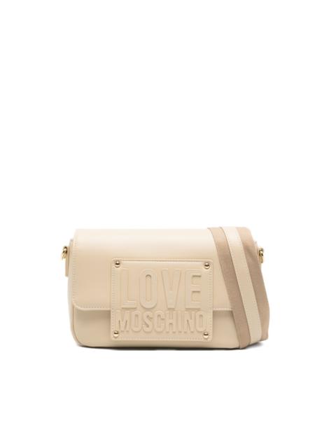 embossed-logo flap-top cross-body bag