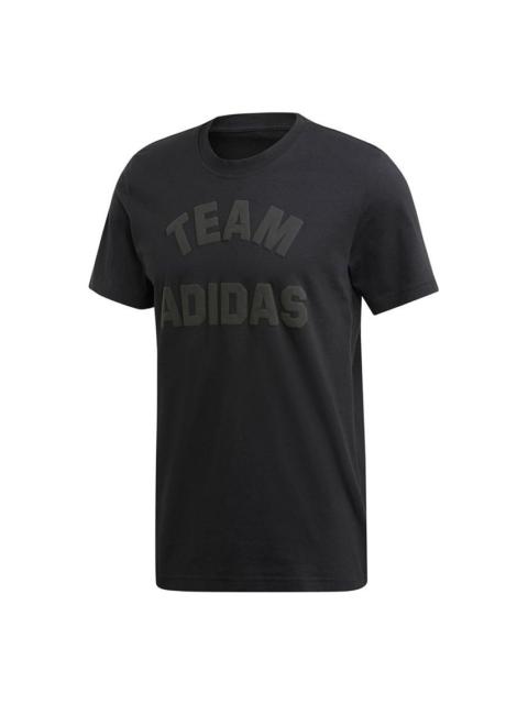 adidas M V Alphabet Printing Casual Sports Round Neck Short Sleeve Black ED7281