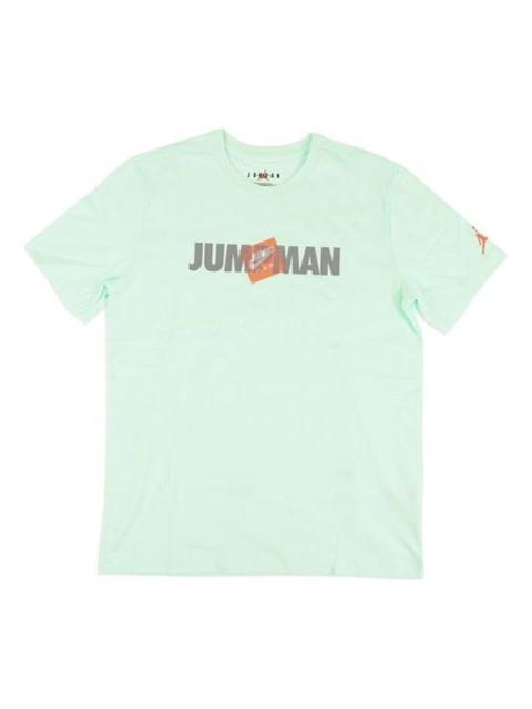 Air Jordan Jumpman Alphabet Printing Sports Round Neck Short Sleeve Light Green CV3406-394
