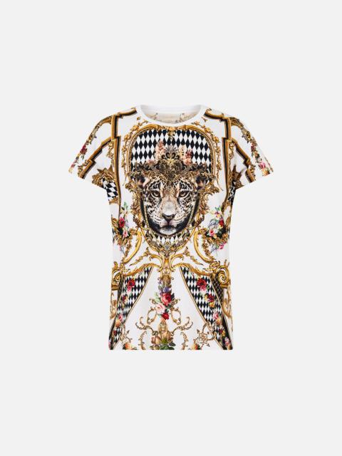 SLIM FIT ROUND NECK T-SHIRT - WHITE/GOLD