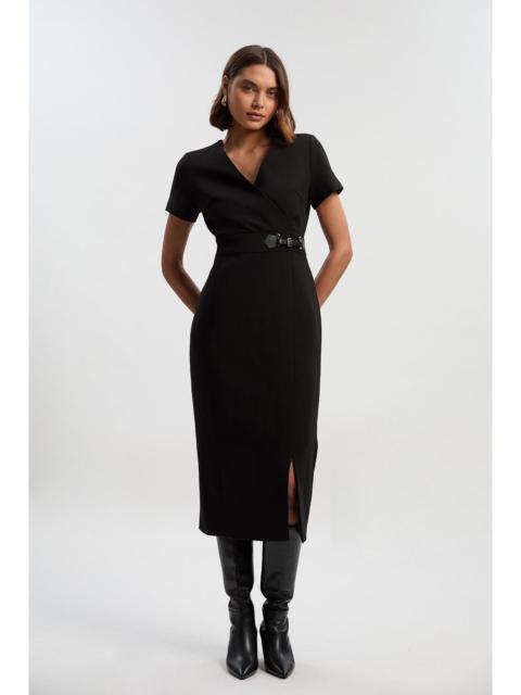 Compact Essential Tab Waist Midi Dress
