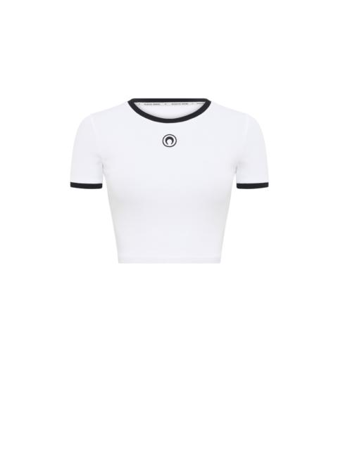 Moon Logo Ribbed Jersey Cropped Top