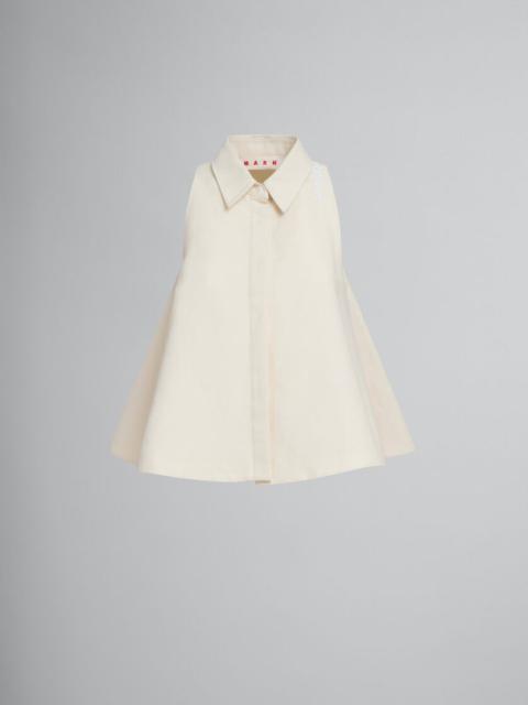 IVORY COTTON FLARED SHIRT WITH MARNI SYMBOL