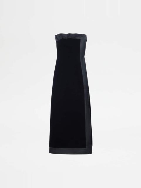 DRESS WITH LEATHER INSERTS - BLACK