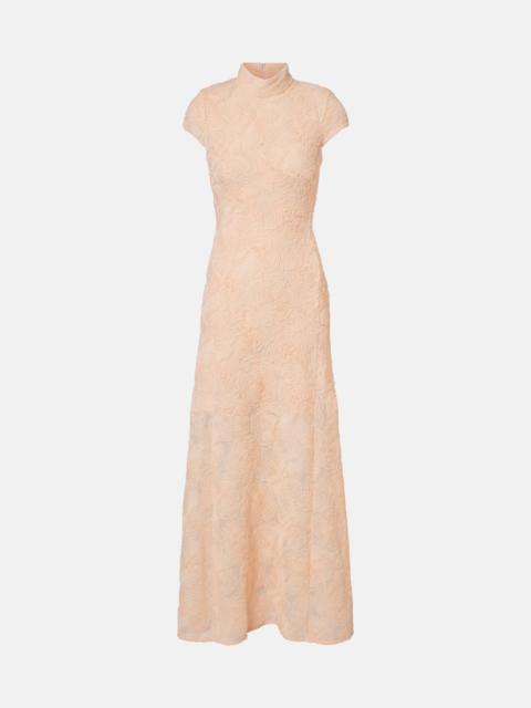 Floral embroidered tulle maxi dress