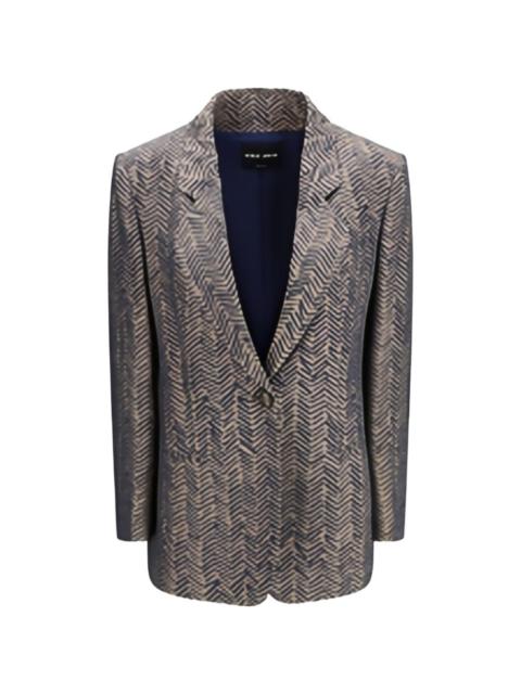 single-breasted chevron-pattern jacquard blazer