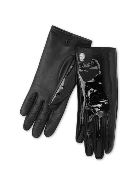 skull-appliquÃ© leather gloves