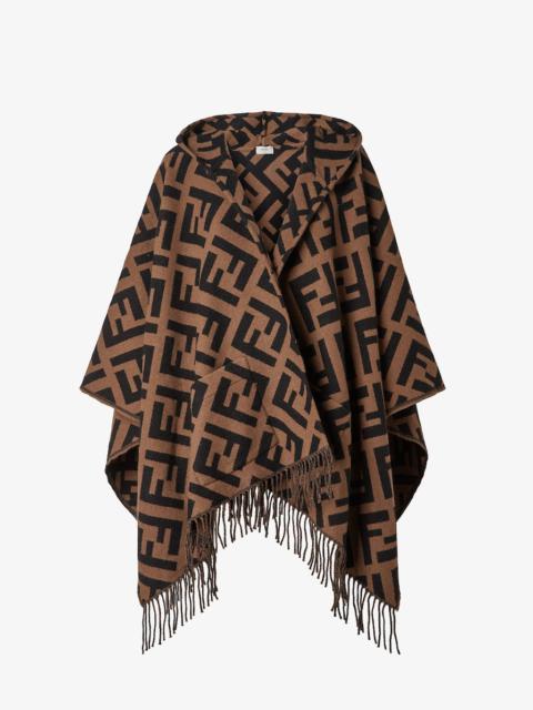 Brown cashmere poncho