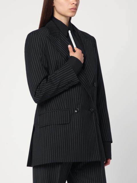Black pinstriped double-breasted wool jacket