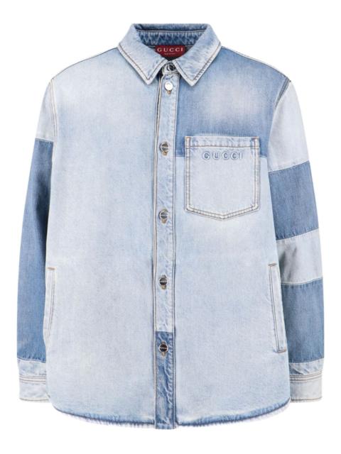 GG-jacquard denim shirt