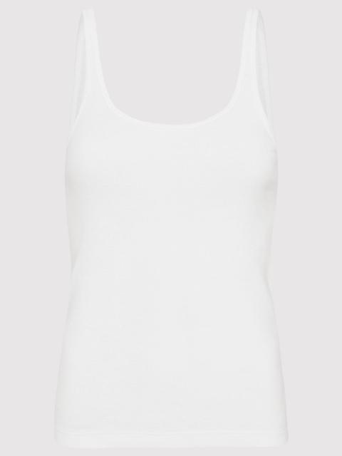 Organic Cotton Slim Scoop Tank - White
