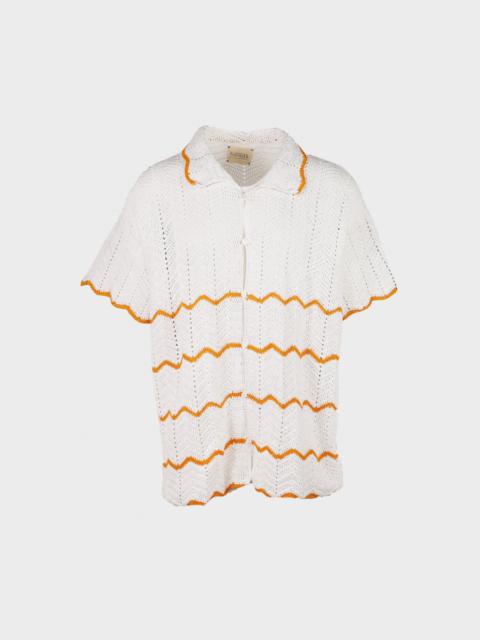 Crochet Short Sleeve Shirt - White