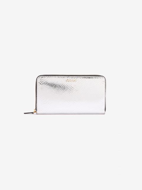 Zip-Around Wallet with Snake Print