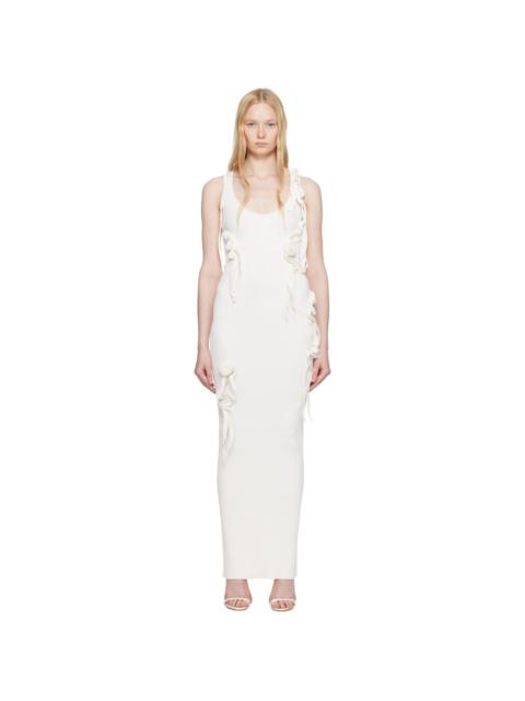 White Knitted Ribbon Long Tank Maxi Dress