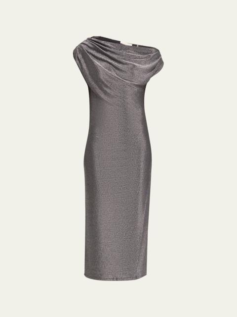 Rocker Chet Metallic Boat-Neck Midi Dress