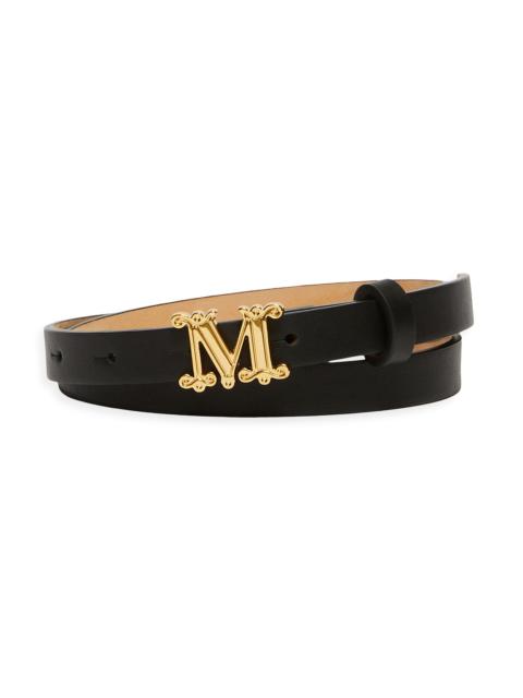 Women's Leather Monogram Belt - Black