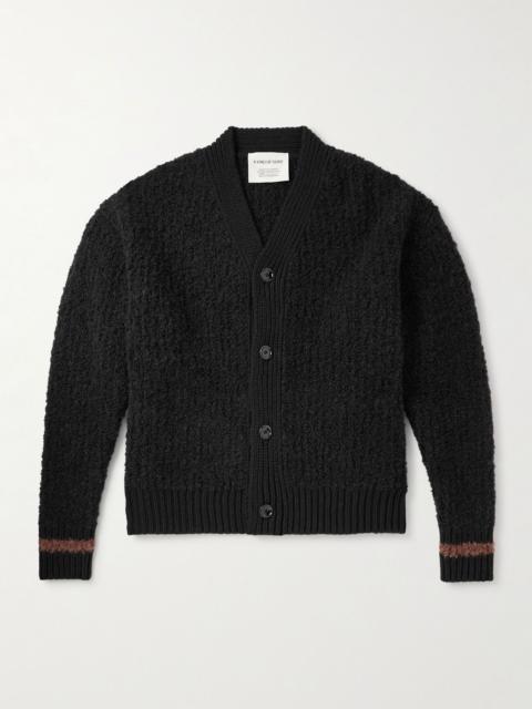 Ribbed-Knit Virgin Wool-Blend Cardigan Black