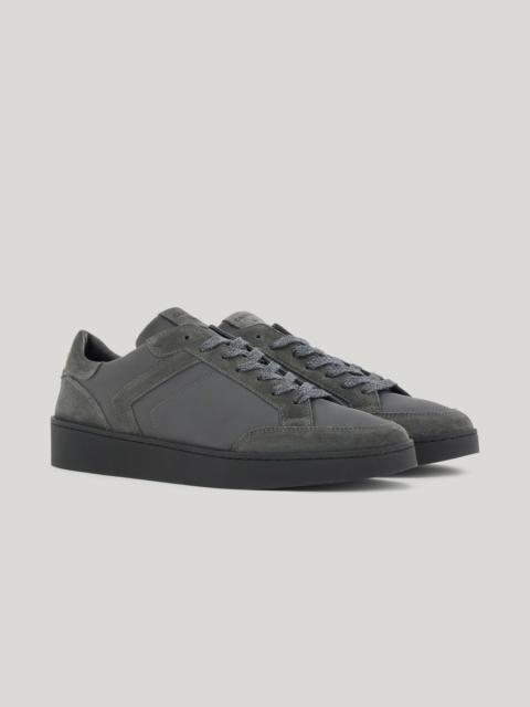CANALI NUVOLA GRAY NYLON AND SUEDE SNEAKERS WITH BLACK SOLE