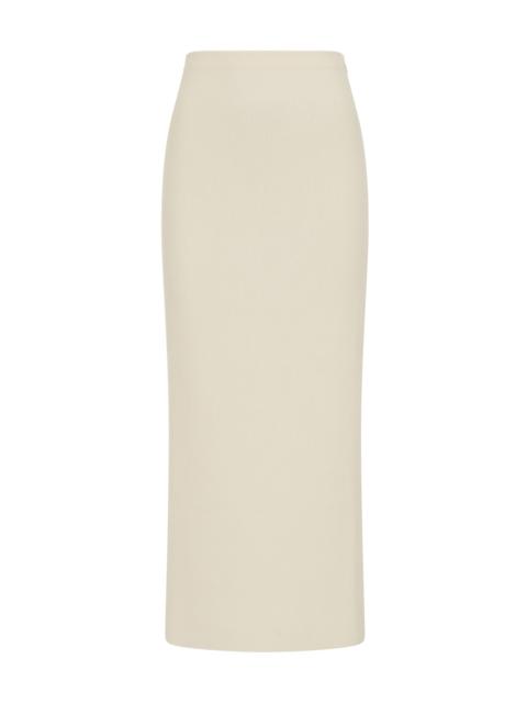 Circe Knit Maxi Skirt in Ivory Merino Wool Cashmere