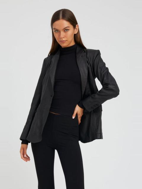 BLACK LEATHER FITTED BLAZER