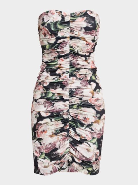 Peony Strapless Shirred Dress