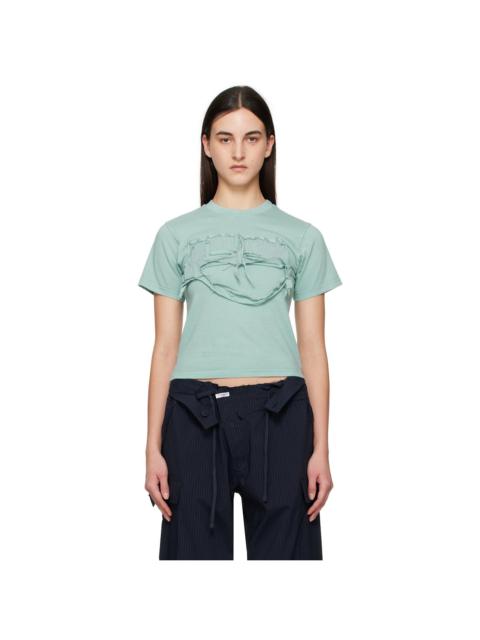 Blue Distressed Fitted T-shirt