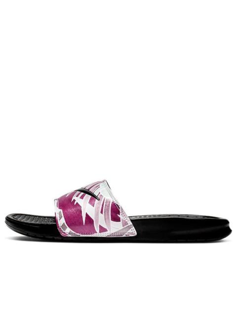 (WMNS) Nike Benassi JDI Print 'Black Active Fuchsia' 618919-030