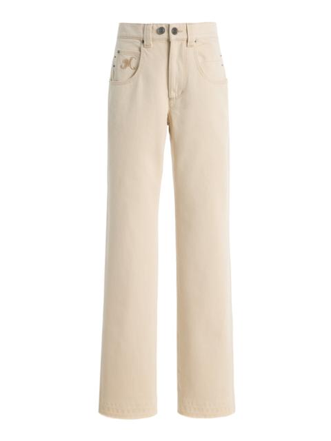 Jeyda Rigid Mid-Rise Straight-Leg Jeans ivory