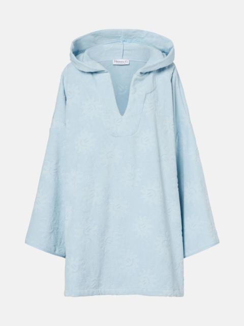 Hooded cotton terry poncho