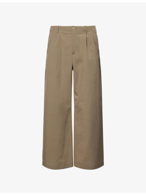 Bridge Pleated Wool-And-Cotton Trousers
