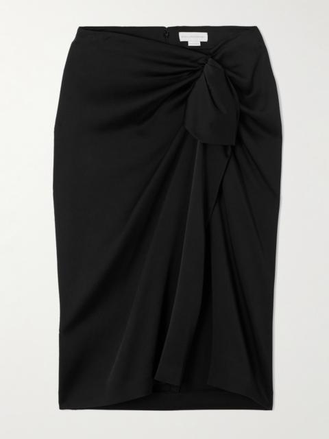Wrap-effect Draped Satin Midi Skirt