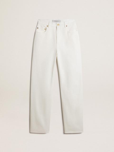 Women's optical white-colored cotton denim pants