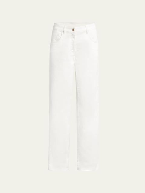Wide Leg Stretch-Cotton Jeans