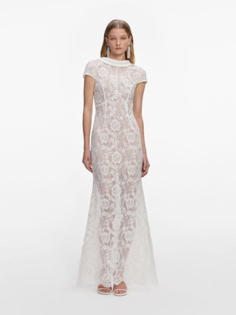 White Lace Scoop Back Maxi Dress