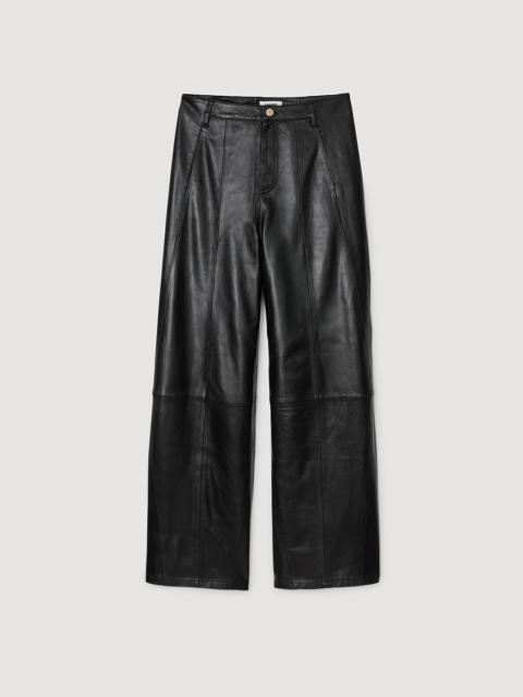 WIDE-LEG LEATHER TROUSERS
