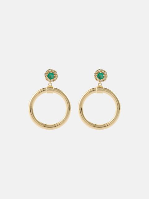 Endless 18kt gold hoop earrings with diamonds and emeralds