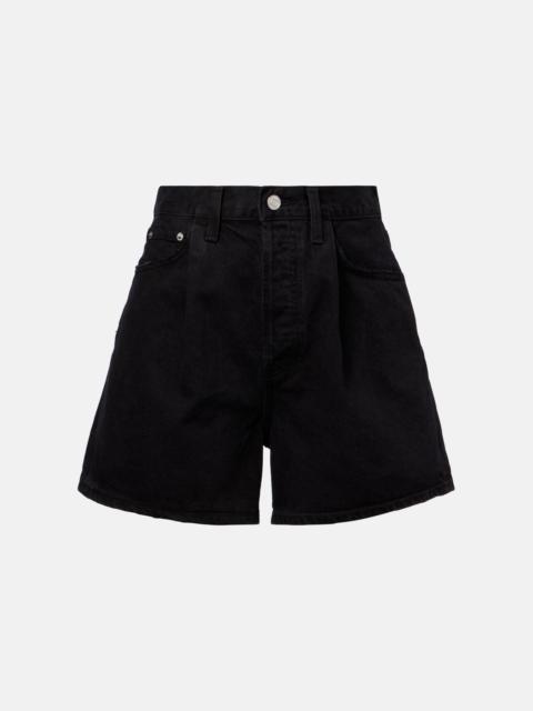 Rhoda pleated high-rise denim shorts