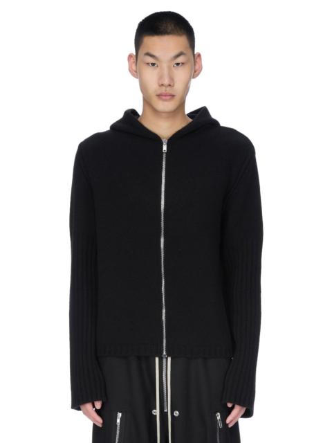 Las Palmas Ribbed Cashmere Zip-Up Hoodie Black