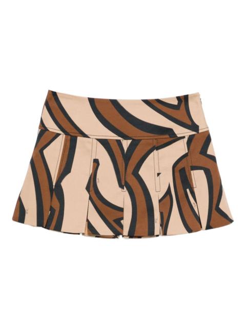 graphic-print pleated mini skirt