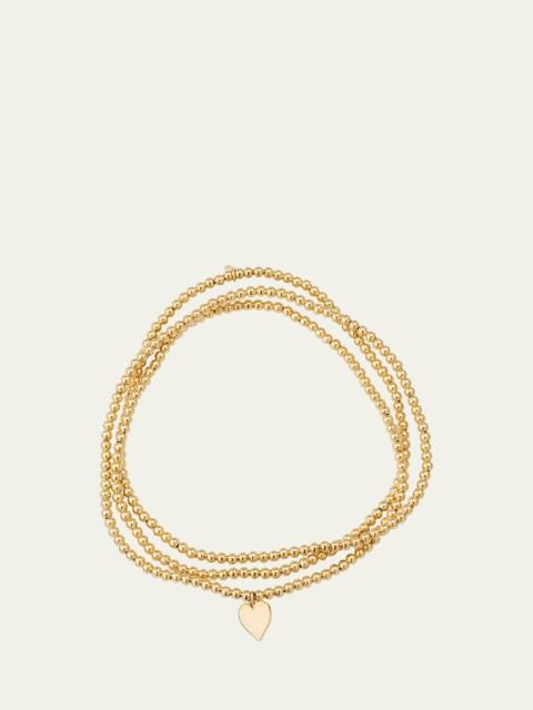14k Yellow Gold Pure Heart Charm & Bead Wrap Bracelet