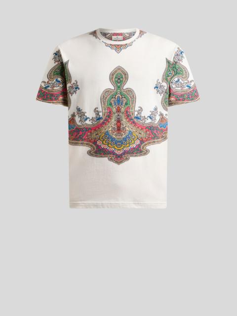 COTTON T-SHIRT WITH PLACED POCKET-SQUARE PAISLEY PRINT
