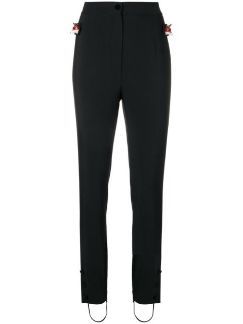 tuxedo stripe fox trim trousers
