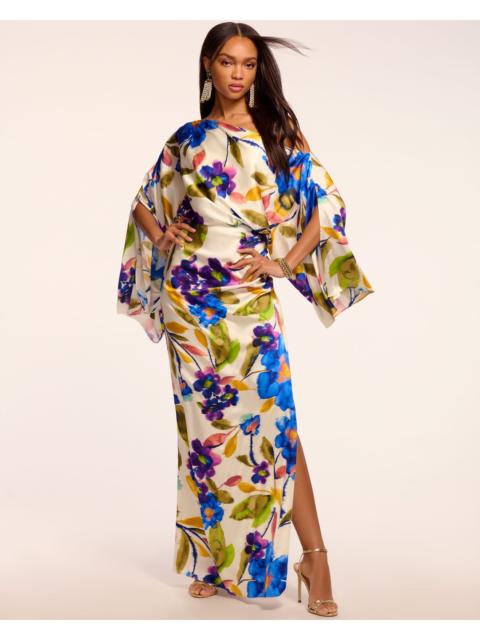 Noel Printed Silk Off-The-Shoulder Maxi Dress