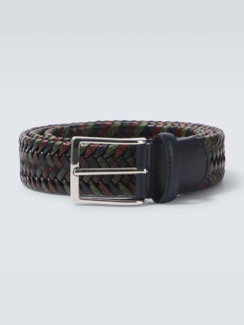 Woven leather belt
